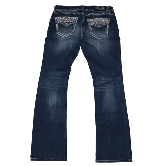 NEW Grace in LA Womens Size 32 Floral Boot Cut Stretch Floral Flap Embroidery - Picture 2 of 12